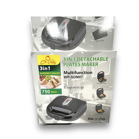 Waflera, sandwichera y mini donas 3 en 1