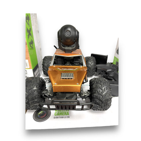 Carro a control remoto off road 4x4 con cámara inspirada en GoPro