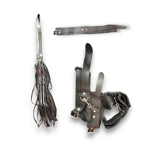 Set de 10 juguetes, accesorios sexuales de cuero artificial sumisa