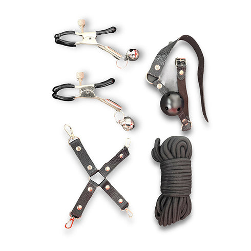 Set de 10 juguetes, accesorios sexuales de cuero artificial sumisa