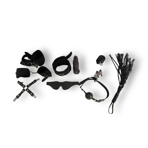 Set de 10 juguetes, accesorios sexuales de cuero artificial sumisa
